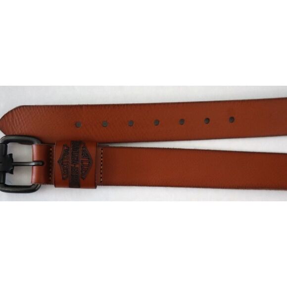 Harley-Davidson BMM040 Men's Sz L (38/40) Cognac Brown Genuine Leather Belt - Picture 6 of 9